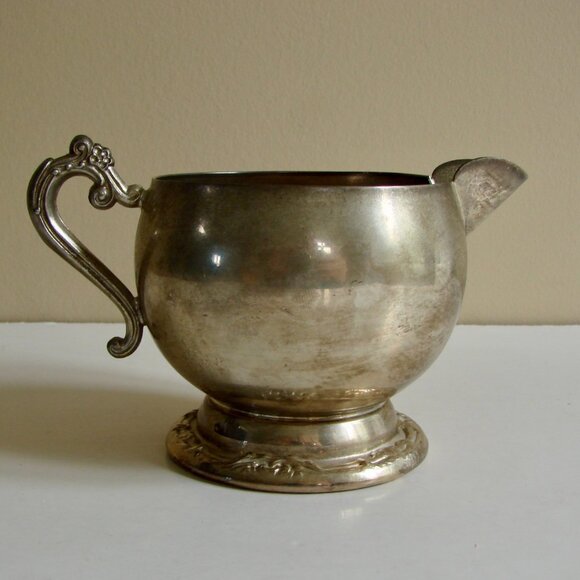 Vintage Silver Plated Creamer Jug Fancy Scroll Details Coffee Tea - Picture 3 of 8